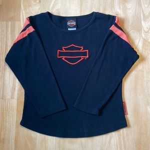 Harley-Davidson 3/4 Sleeve Cotton Tee -  Black/Orange